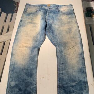 PRPS Blue and Cream Straight Jeans